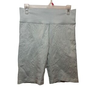 Offline by Aerie Women's Bike‎ Shorts Large Hi Rise Textured Light Blue Green